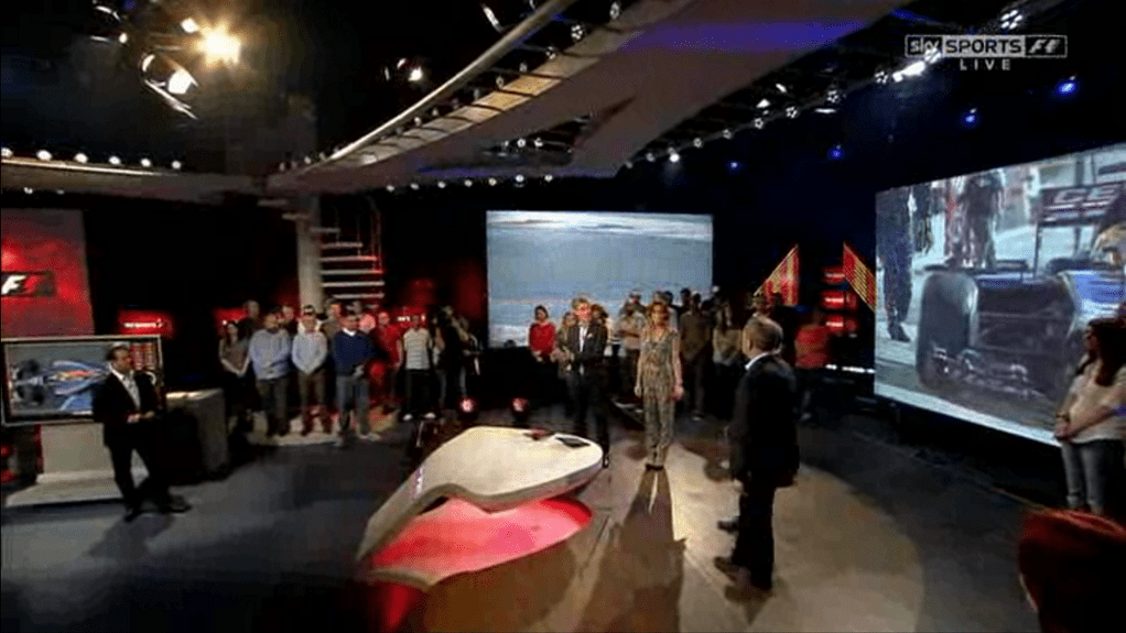 The F1 Show studio, screen grabbed from the launch episode this year (March 7th, 2014).
