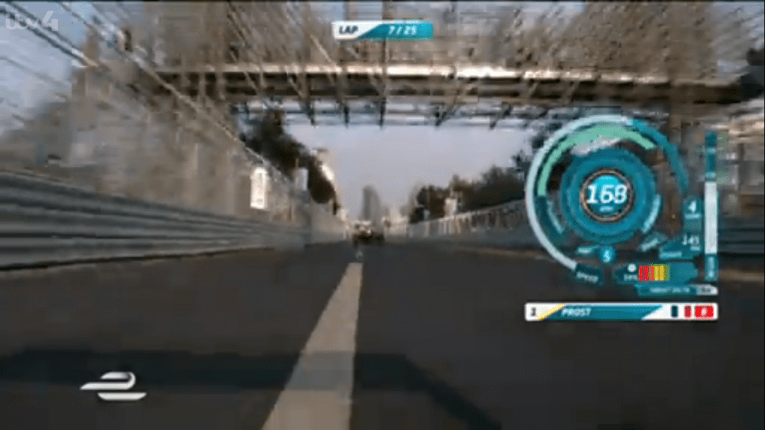 The speedometer on display during the inaugural Formula E race.