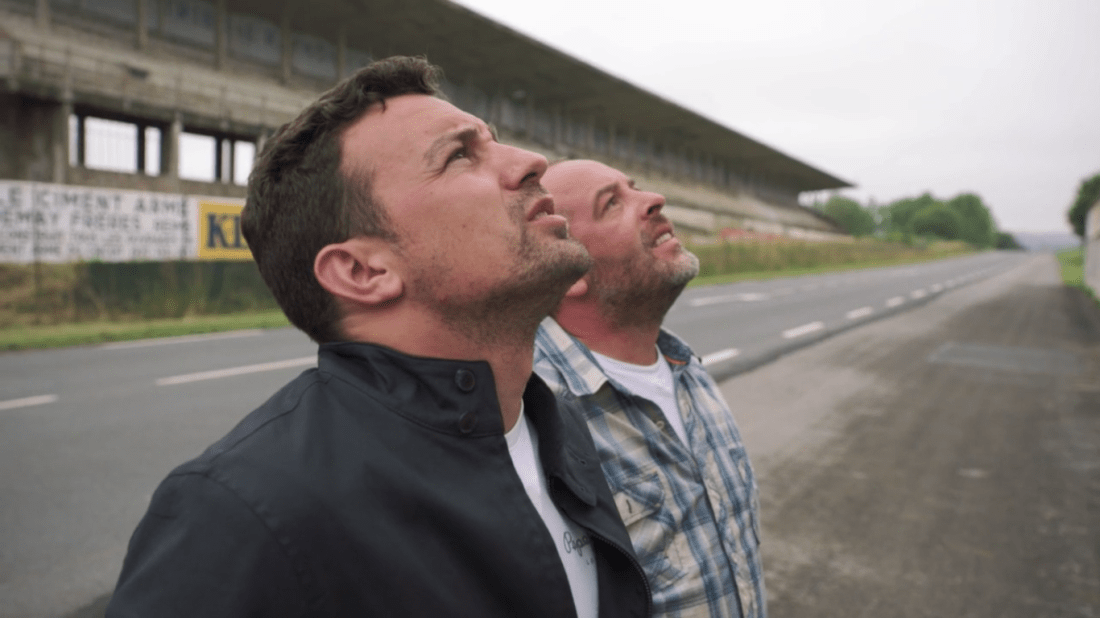 Will Buxton and Jason Swales at Reims for the Road to Mercedes documentary.
